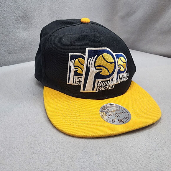 Mitchell & Ness Indiana Pacers Navy Snapback Hat Cap 100% Wool - New - Picture 2 of 6
